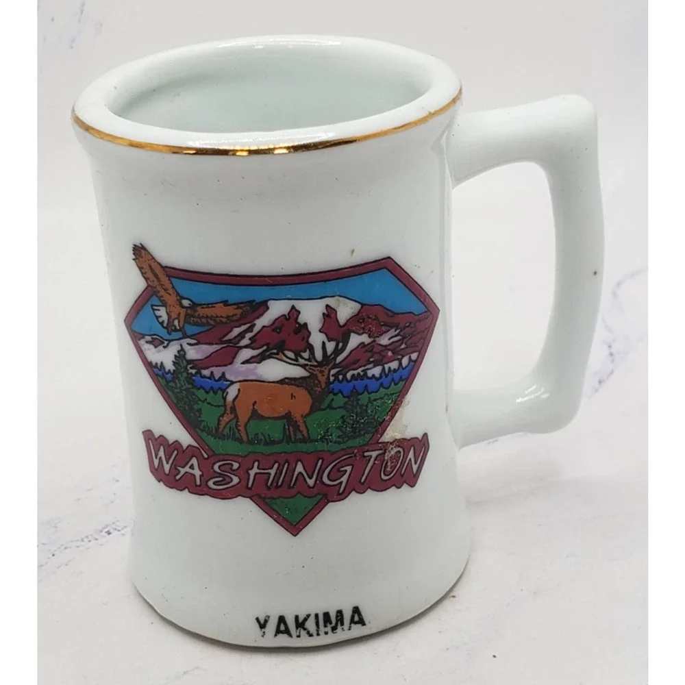 Yakima Washington Nature Souvenir White Mini Mug Toothpick Holder Shot Glass